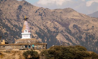Resting Near Stupa at Pikey Peak Mountain Biking Trail
