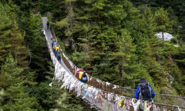 Suspension Bridge on Everest Base Camp Trek, Himalayan Action