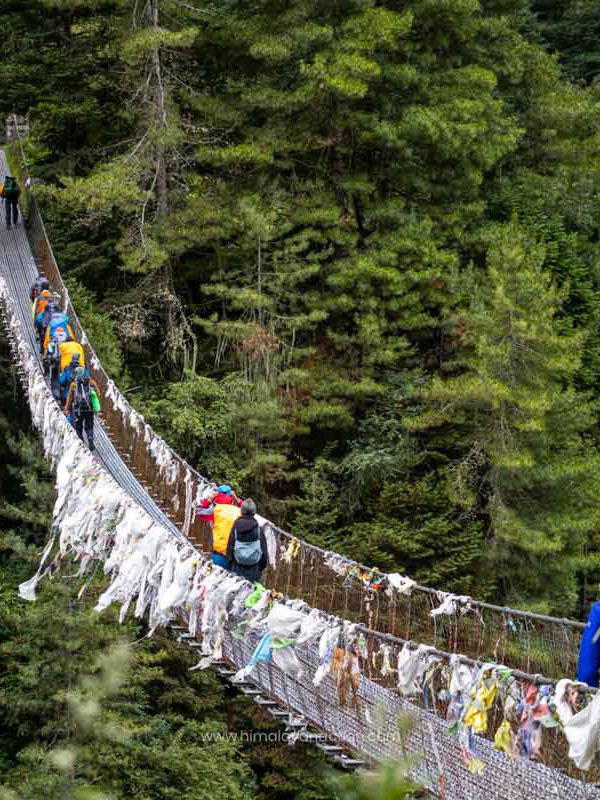 Suspension Bridge on Everest Base Camp Trek, Himalayan Action