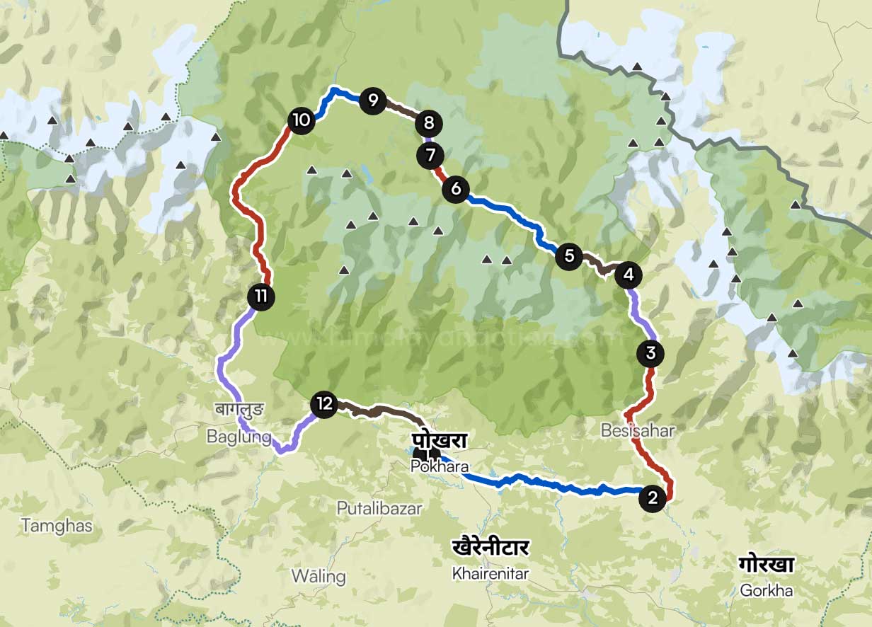 Annapurna Circuit Mountain Biking Map