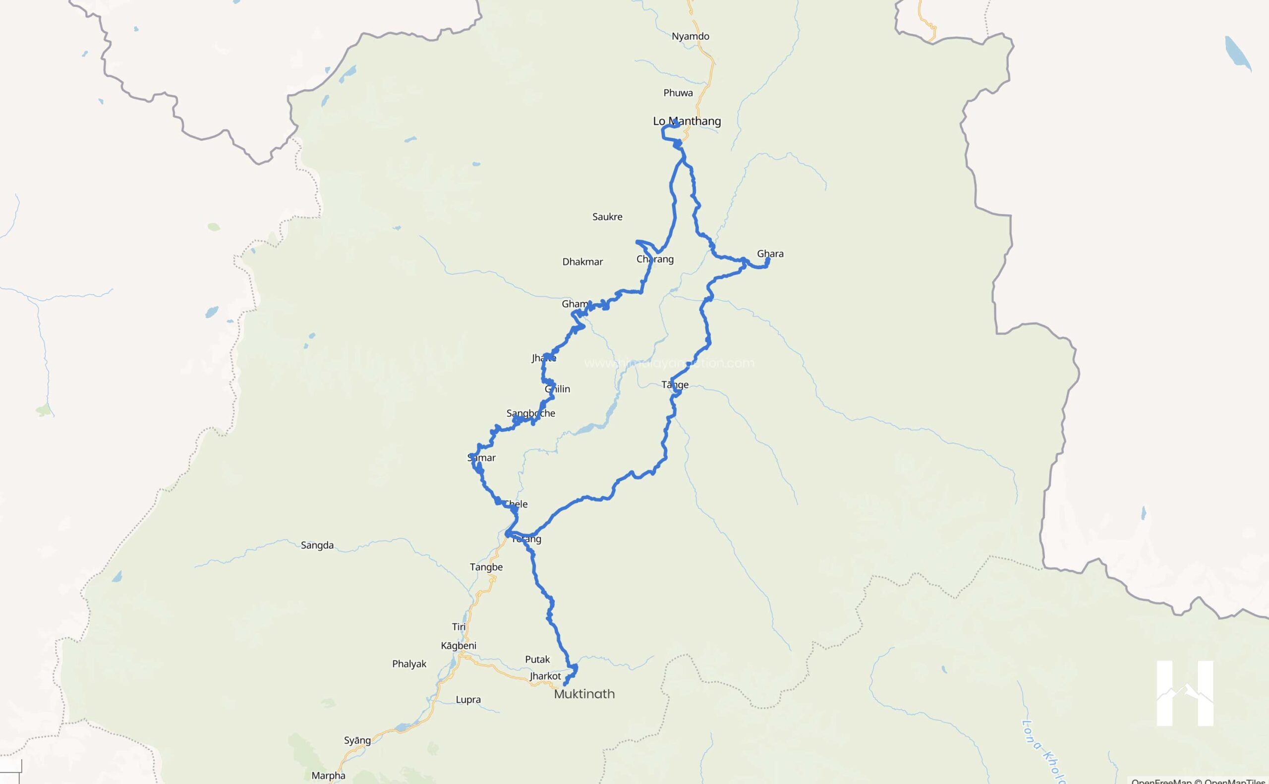 Upper Mustang Mountain Biking Trail Map, Himalayan Action