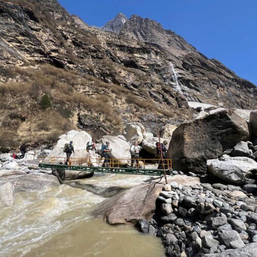 River Crossing at Annapurna Base Camp Trekking Trail